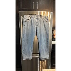Levi's 501 Men's Light Wash Button Fly Straight Leg Jeans SZ 46/32